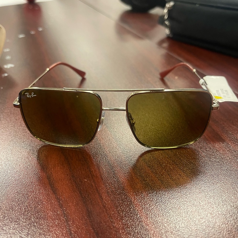 Ray-Ban Gold Frame Sunglasses with Brown Lenses